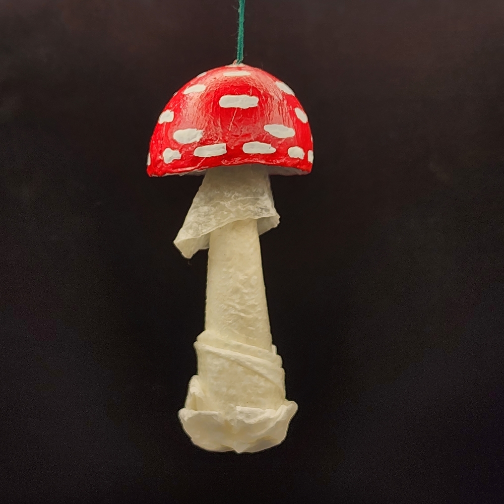 Hand Crafted Red and White Mushroom Ornament
